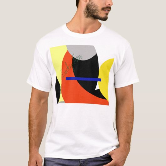 イエローレッドブルー抽象芸術アート Tシャツ (正面)