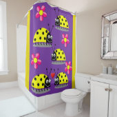 イエローレディバグ紫色の子供たちのショーカーテン シャワーカーテン (インサイチュ)
