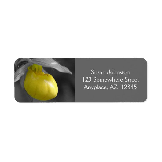 イエローレディースリッパーオーキッドフラワーアドレス ラベル (正面)