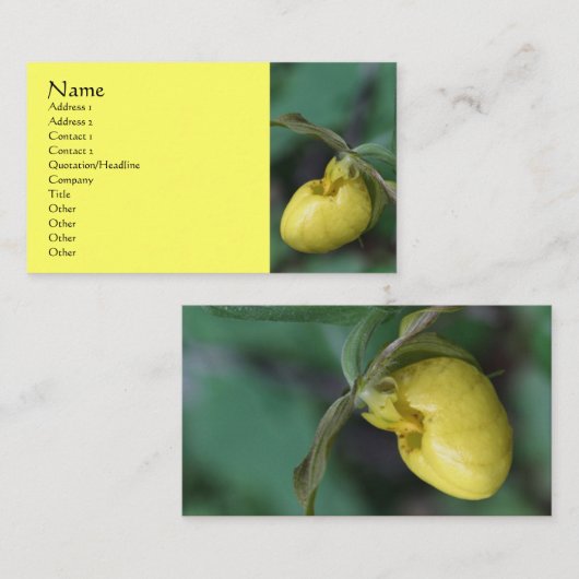 イエローレディースリッパーオーキッドフラワービジネスカード 名刺 (正面/裏面)