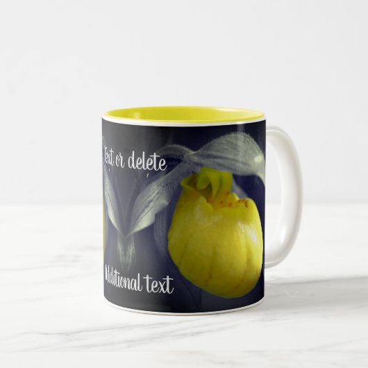 イエローレディースリッパ蘭パーソナライズされた花 ツートーンマグカップ (正面右)