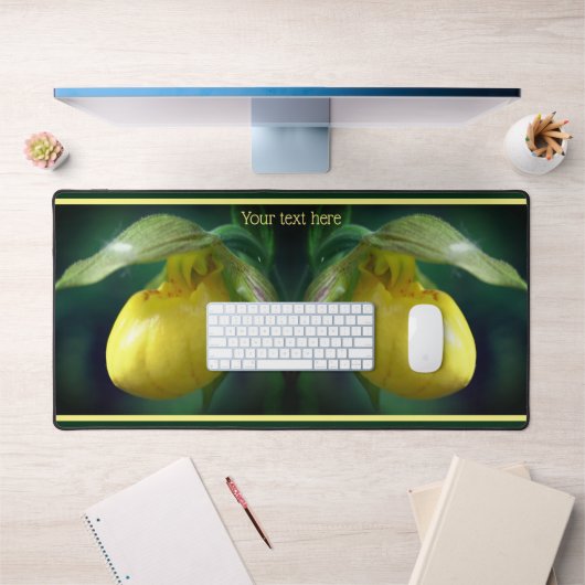 イエローレディースリッパ蘭パーソナライズされた花 デスクマット (オフィス1)
