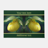 イエローレディースリッパ蘭パーソナライズされた花 ドアマット (正面)