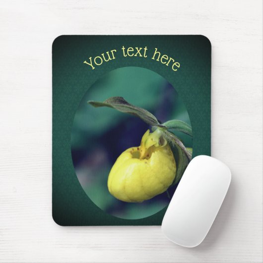 イエローレディースリッパ蘭パーソナライズされた花  マウスパッド (マウス)