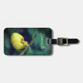 イエローレディースリッパ蘭パーソナライズされた花 ラゲッジタグ (正面横)