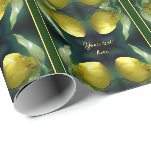 イエローレディースリッパ蘭パーソナライズされた花 ラッピングペーパー (ロールコーナー)
