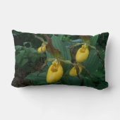 イエローレディーズスリッパの花のグループ ランバークッション (裏面)