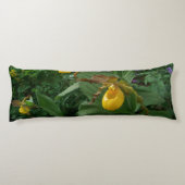 イエローレディーズスリッパーオーキッドフラワーイン開花 ボディピロー (裏面)