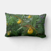 イエローレディーズスリッパーオーキッドフラワーイン開花 ランバークッション (裏面)