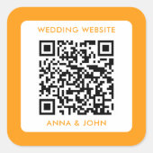 イエローレトモダンミニマ結婚リストのqrコード スクエアシール (正面)