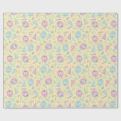イエローレトロゲーミングバーチャルペット誕生日 ラッピングペーパー (フラット)