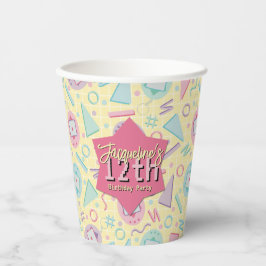 イエローレトロゲーミングバーチャルペット誕生日 紙コップ