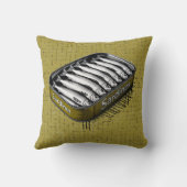 イエローレトロスタイルサーディンおもしろいアートフィッシュ クッション (裏面)