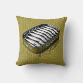 イエローレトロスタイルサーディンおもしろいアートフィッシュ クッション (正面)