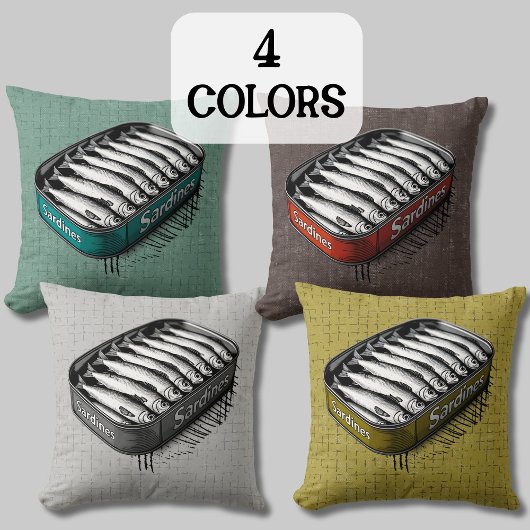 イエローレトロスタイルサーディンおもしろいアートフィッシュ クッション