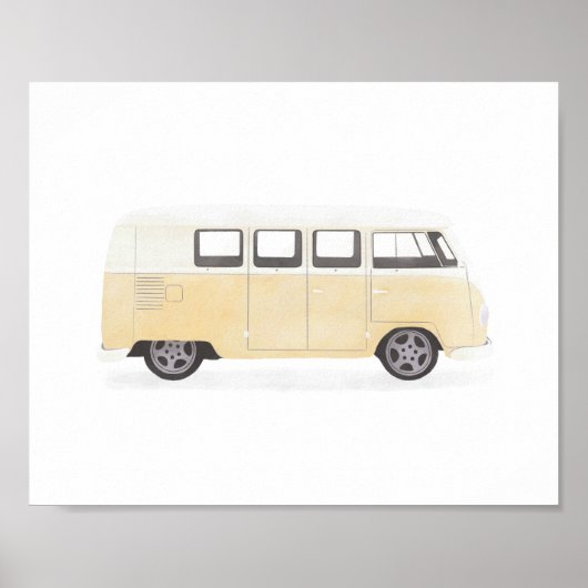 イエローレトロバン子供部屋デコール ポスター (正面)