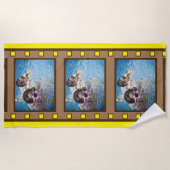 イエローレトロフィルムストリップ写真ビーチタオル ビーチタオル (正面)