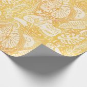 イエローレトロフローラキノコ太陽離れと ラッピングペーパー (角)