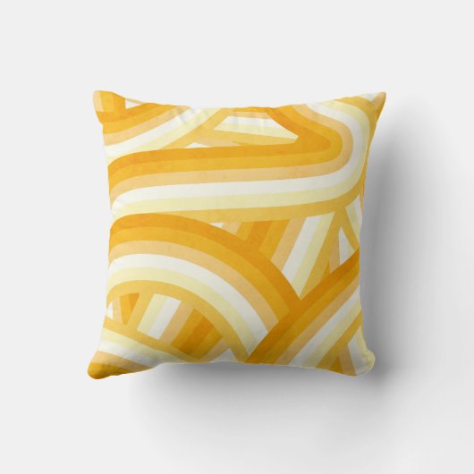 イエローレトロレインボーストライプズ模様 クッション (裏面)