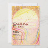 イエローレトロヴィンテージ80のテーマバチェロレッテ 招待状 (正面)