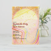 イエローレトロヴィンテージ80のテーマバチェロレッテ 招待状 (スタンド正面)