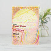 イエローレトロヴィンテージ80のテーマブライダルシャワー 招待状 (スタンド正面)