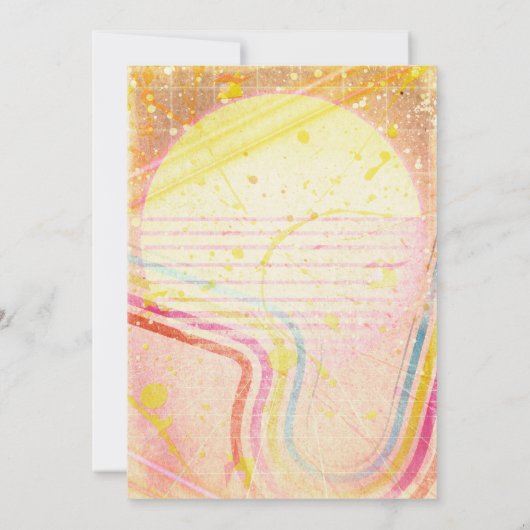 イエローレトロヴィンテージ80のテーマブライダルシャワー 招待状 (裏面)