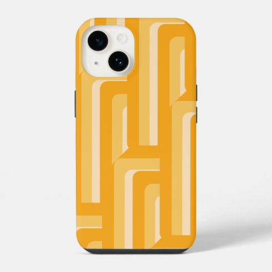 イエローレトロ幾何学模様 iPhoneケース (裏面)