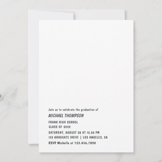 イエローレトロ音楽ネオンシンボルや象徴卒業パーティーInv 招待状 (裏面)