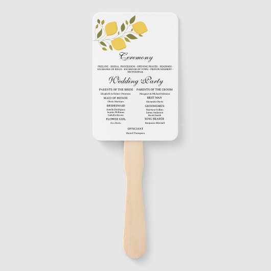 イエローレモエレガントン結婚式 プログラム ハンドファン (裏面)