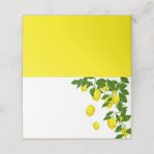 イエローレモンとグリーンの葉柑橘類のウェディングパーティー プレイスカード (外部開封)