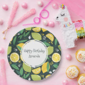 イエローレモンとグリーンライムフルーツパターン誕生日 ペーパープレート (パーティー)