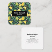 イエローレモンとグリーンライムフルーツパターン スクエア名刺 (正面/裏面)