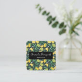 イエローレモンとグリーンライムフルーツパターン スクエア名刺 (スタンド正面)