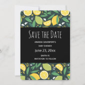 イエローレモンとグリーンライムフルーツパターン セーブザデート (正面)