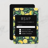 イエローレモンとグリーンライムフルーツパターン 出欠カード (正面/裏面)