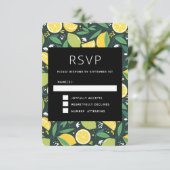 イエローレモンとグリーンライムフルーツパターン 出欠カード (スタンド正面)