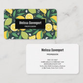 イエローレモンとグリーンライムフルーツパターン 名刺 (正面/裏面)