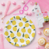 イエローレモンとグリーン葉レモン ペーパープレート (パーティー)
