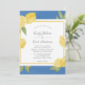 イエローレモンとブルーウォーター結婚カラー 招待状 (スタンド正面)