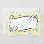 イエローレモンとブルーフラワーウェディング招待 招待状 (裏面)