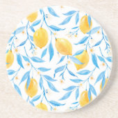 イエローレモンとブルー葉の コースター (正面)