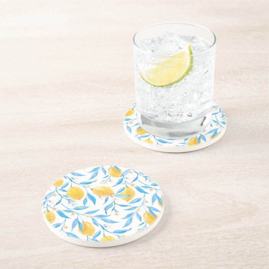 イエローレモンとブルー葉の コースター (側面)