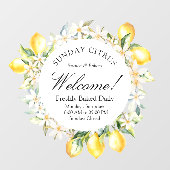 イエローレモンとホワイトフラワーズフローラリース ウィンドウサイン (シート)