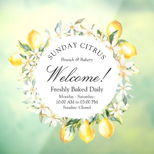 イエローレモンとホワイトフラワーズフローラリース ウィンドウサイン (シート3)