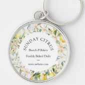 イエローレモンとホワイトフラワーズフローラリース キーホルダー (正面)