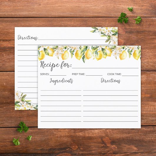 イエローレモンとホワイトフラワーファミリーレシピカード