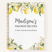 イエローレモンとホワイトフラワーファミリーレシピ本 ノートブック (正面)