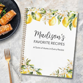 イエローレモンとホワイトフラワーファミリーレシピ本 ノートブック