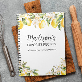 イエローレモンとホワイトフラワーファミリーレシピ ノートブック
